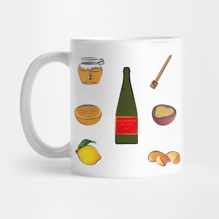 Madeira Island Poncha icons: fruits, aguardente de cana/rum, honey and traditional stirring stick Mug